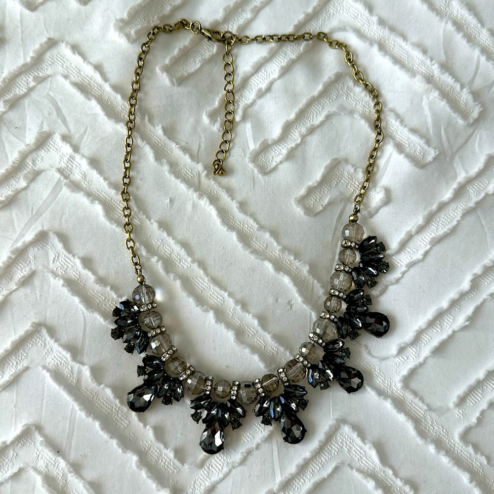 Grey art deco statement necklace